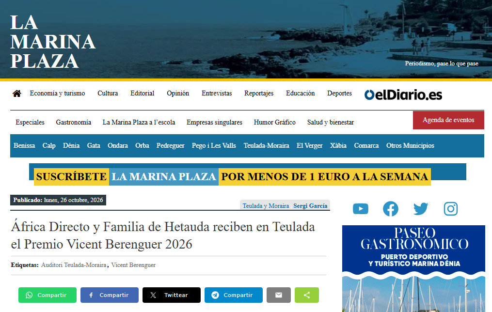 El Premi Vicent Berenguer en la prensa